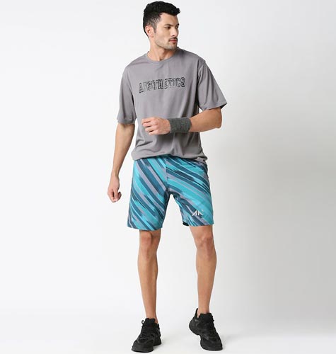 Men Printed Slim Fit Rapid-Dry Training or Gym Sports Shorts